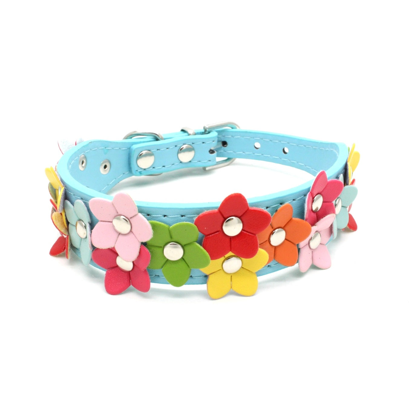 Double row flower pet collar