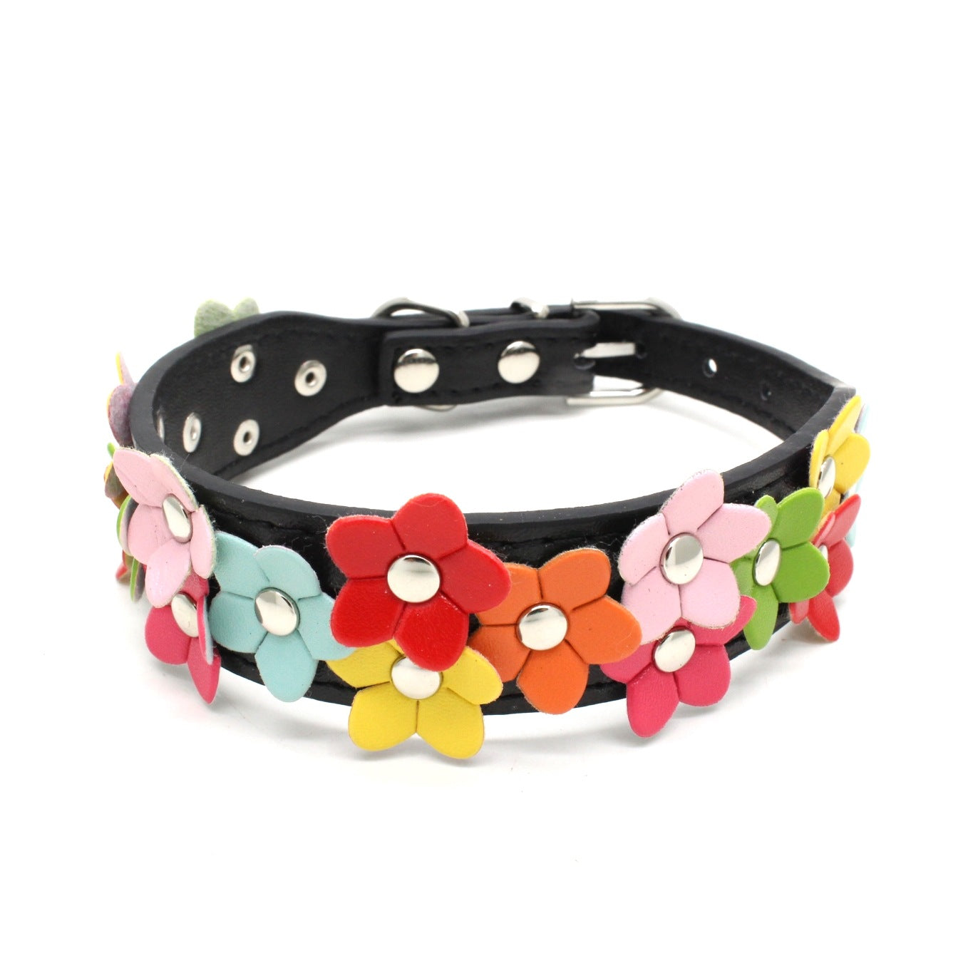 Double row flower pet collar