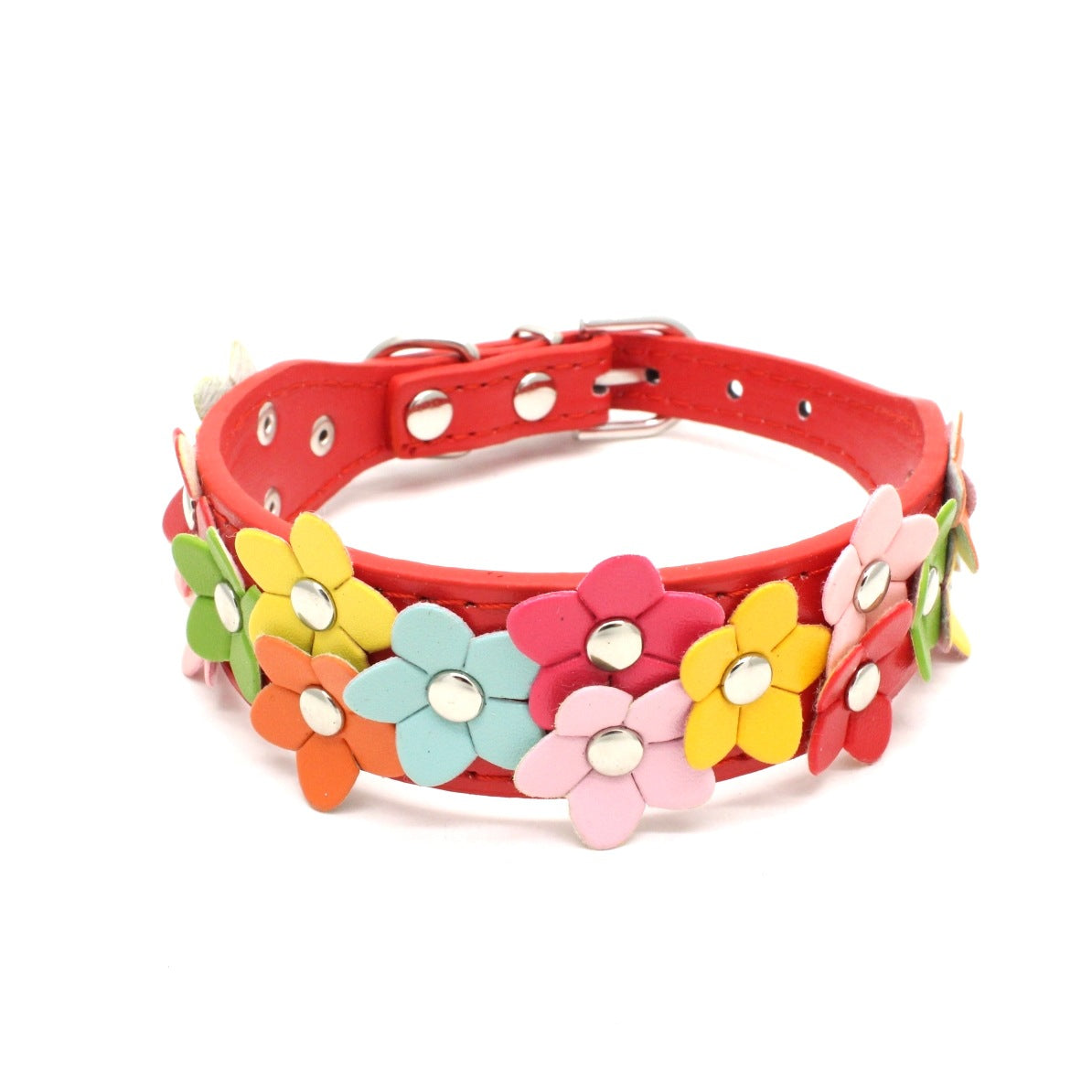 Double row flower pet collar