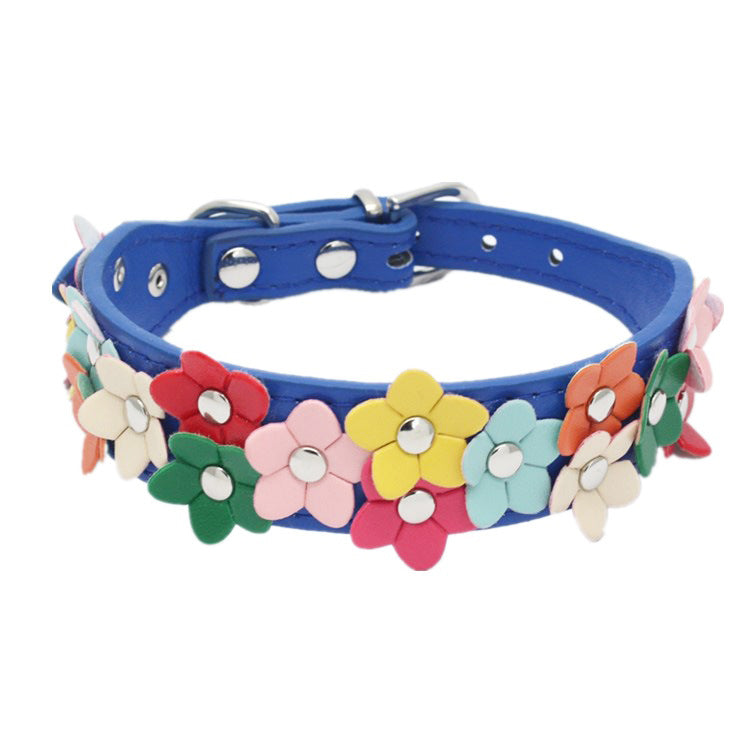 Double row flower pet collar