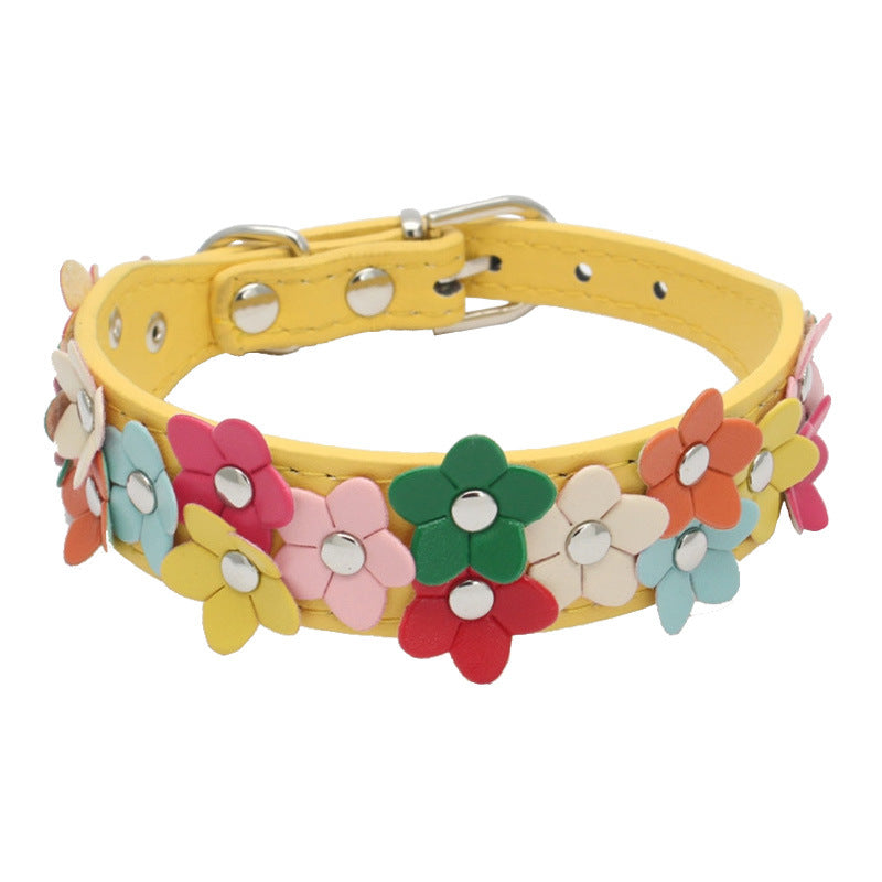 Double row flower pet collar
